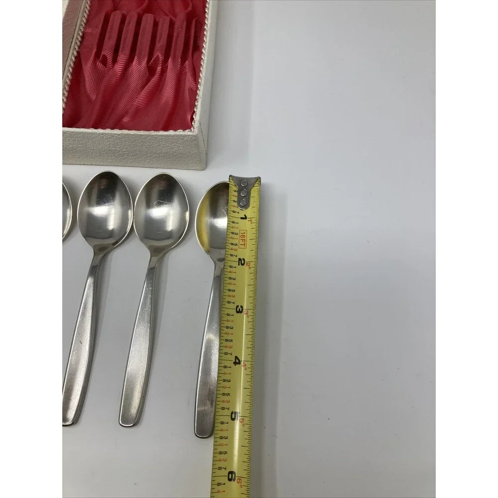 90 21 Silverplate Bavaria Germany Spoon Set 0f 6 Vintage 5.5” Demitasse Dessert